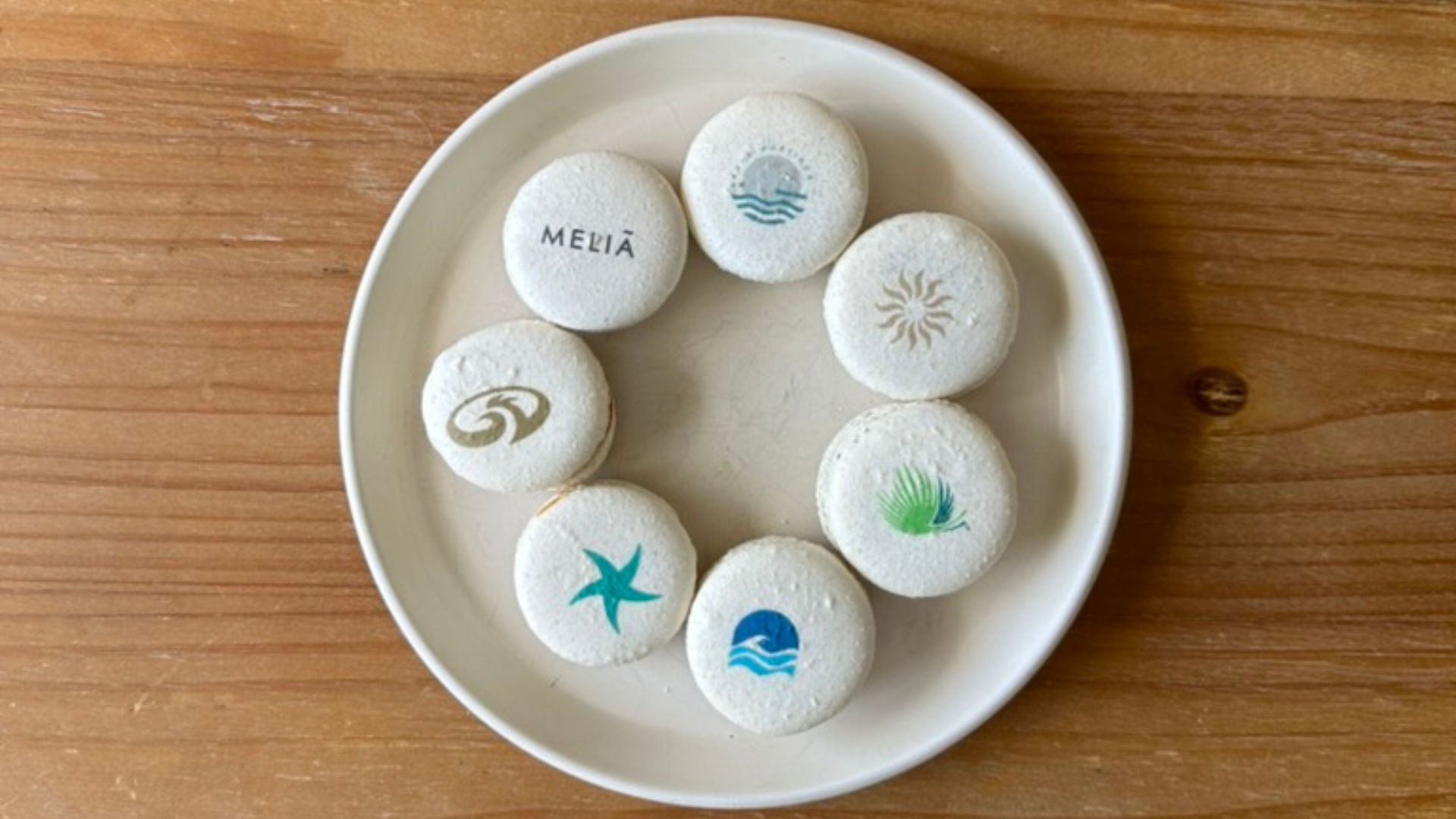Custom macarons with hotel logos